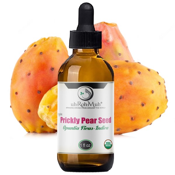 uh*Roh*Muh Moroccan Prickly Pear Seed Oil for Skincare and Haircare | 100% Organic and Virgin Prickly Pear Carrier Oil, USDA Certified - Ideal Carrier Oil for Essential Oils 1oz