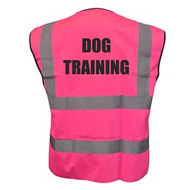 Dog Training, Dog Walker Pink Hi Viz Vis Vest Reflective Waistcoat Jacket Road Safety High Visibility, Medium