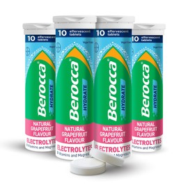 Berocca Hydrate - Electrolytes for Fast Hydration & B Vitamins, Enhance Hydration & Energy Support, Food Supplement with Natural Grapefruit Flavour, Effervescent Tablets (40 Tablets)