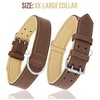 Riparo Brown Leather Dog Collar - Heavy Duty Wide Dog