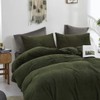 CLOTHKNOW Army Green Fluffy Twin Comforter Set 3Pcs Dark Green