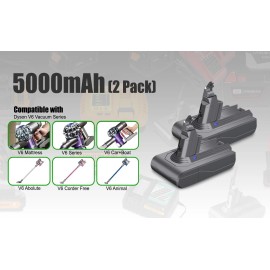 Lizone 21.6V 5Ah For Dyson V6 SV03 SV04 SV05 DC58 DC59 Animal Handheld Cleaner Battery