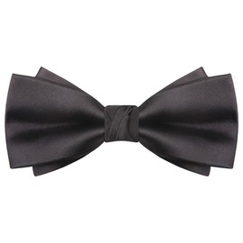 WANYING Men's Pre-Tied Bow Tie Batwing Bowtie with Hook Closure Adjustable 12 x 6 cm - Plain Black