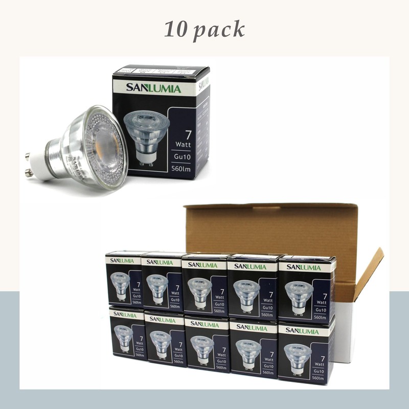 10 X Sanlumia 7W Dimmable Gu10 Super Bright 560LM LED