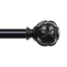 Curtain Rod 32 to 58 Inch, HOTOZON Heavy Duty Curtain Rods for Windows, Telescoping Single Drapery Rod with Netted Texture Finials, Black