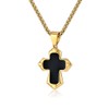 FATACI Cross Necklace for Men,Gold Plated Stainless Steel Hip Hop