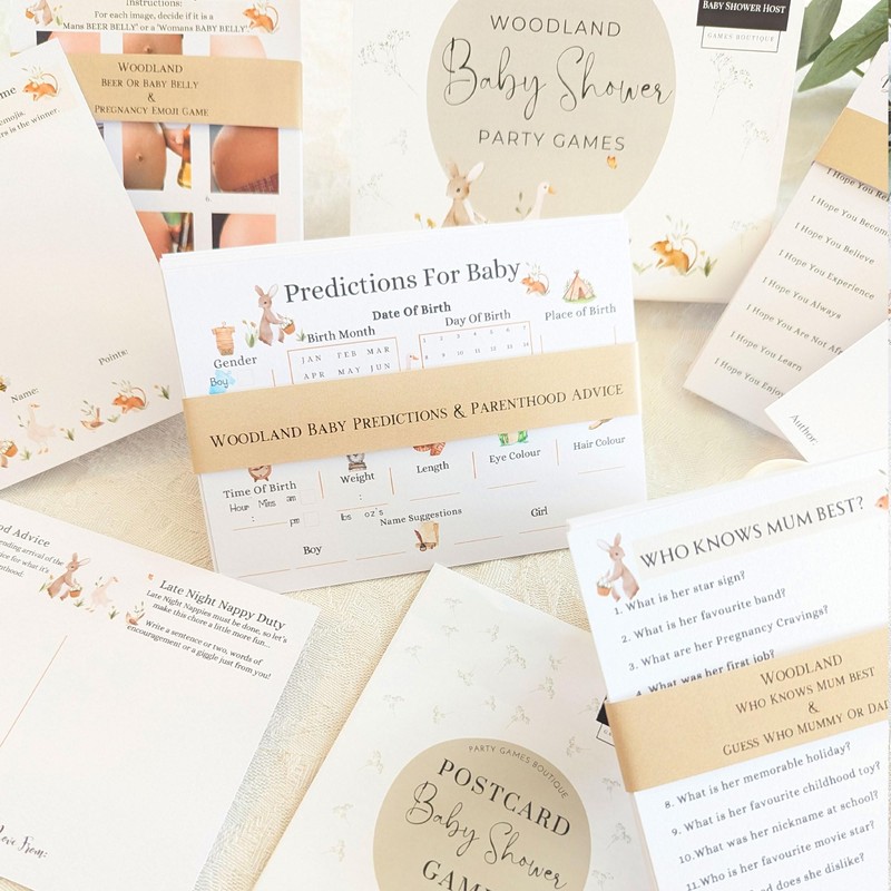 Baby Shower Games Bundle- 9 Games including Keepsake Cards boxed