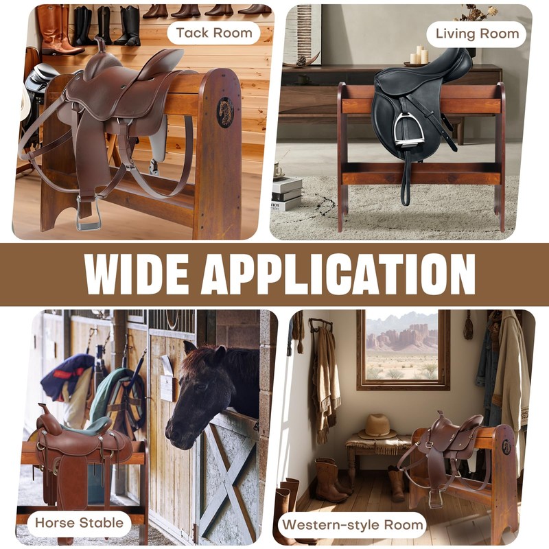 Solid Wood Saddle Rack, Horse Saddle for Western Saddle and