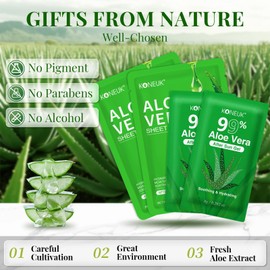 30 Pack Aloe Vera Gel and 30 Pack Face Masks Skincare, Aloe Vera Gel and Facial Mask for Face, Hair, Body, Skin, Bulk Travel Size Aloe Gel and Mask for Sunburn Relief