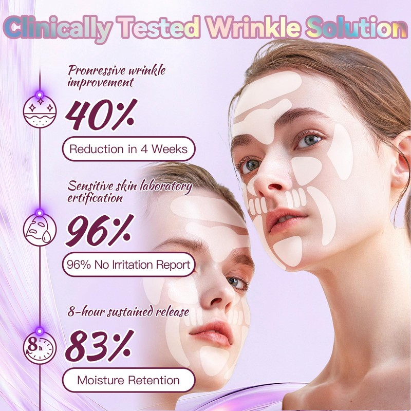 Facial & Forehead Wrinkle Patches, Smile Line Patches 256 Pcs
