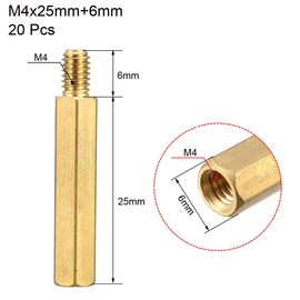 uxcell M4x25mm+6mm Male-Female Brass Hex PCB Motherboard Spacer Standoff for FPV Drone Quadcopter, Computer & Circuit Board 20pcs
