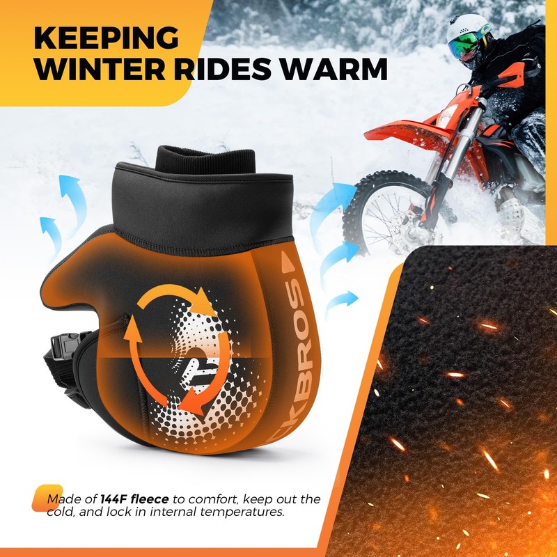 ROCKBROS Motorcycle Mittens - Cold Weather Windproof Handlebar Warmer for