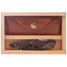 Castello Carbon Fiber Waiter's Corkscrew with Leather Pouch in Wood Box