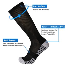 EnerWear 10P Pack Men's Lycra Cotton Half Cushion Crew Socks (10-13/shoe size 6-12, Black/Grey Stripe)