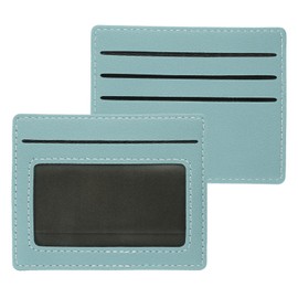 PATIKIL 2Pcs Minimalist Credit Card Holder for Women, PU Leather Wallet Slim with ID Window Thin Leather Credit Card Case for Men Women with 4 Card Slots, Light Blue