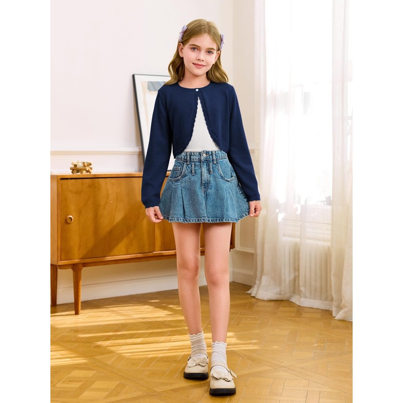 Girls Long Sleeve Bolero Cardigan Sweater Kids Cute Button Knit