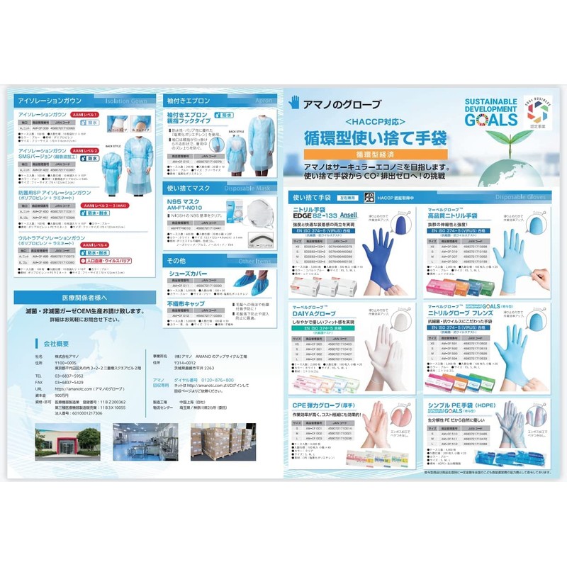[SDGs Compatible] Reliable Amano Apron with Sleeves, Plastic Gowns, Disposable,