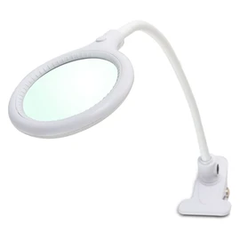Showlite LL-3036D Table Magnifying Lamp with Table Clamp Reading Magnifier with Light for Seniors with 3 Dioptres, 1.75x Magnification and 10 cm Lens 6 Watt Lamp White