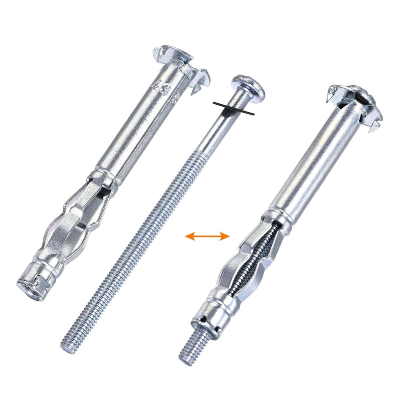 sourcing map M4x60mm Hollow Drive Wall Bolt Screws Zinc Plated