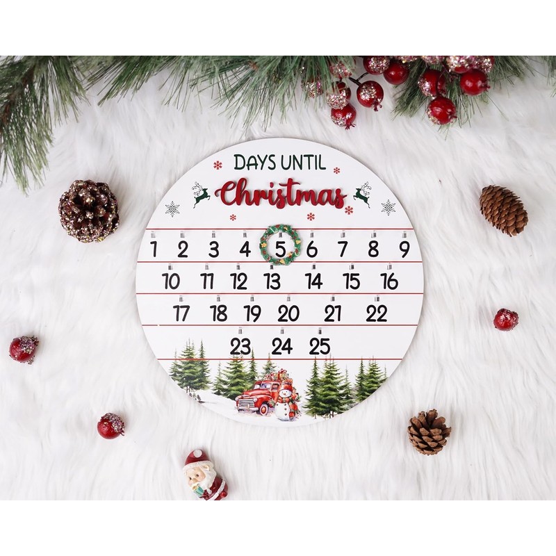 Wooden Christmas Advent Calendar, 25-Day Christmas Countdown Calendar, Christmas Advent