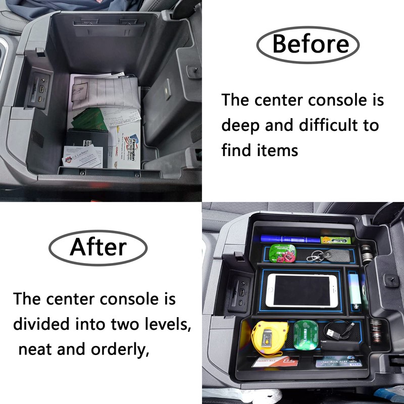 TACOBRO [Full-Coverage Center Console Organizer Compatible with 2019-2022 Chevy Silverado