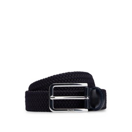BOSS Men's Clorio Sz30 Woven Belt with Leather Detail, Navy410