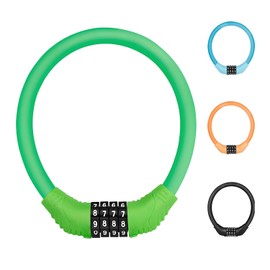 Bicycle Lock, Wire Lock, Bicycle, Key, Dial, 4 Digits, Changeable Password, Total Perimeter, Approx. 17.3 inches (440 mm), Diameter 0.4 inches (10.9 mm), Combination Use, Anti-Theft, Lightweight