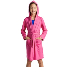 o-day Kinder-Bademantel aus Mikrofaser, leicht und praktisch, mit Kapuze, Taschen und Gürtel (DE/NL/SE/PL, Alter, 9 Jahre, 10 Jahre, Regular, Fuchsia)