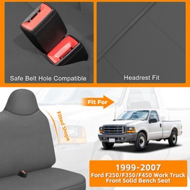 Kistrba Seat Cover Compatible with 1999-2007 Ford F250/F350/F450 Work Truck, Front Truck Solid Bench Seat, Neoprene & Foam Padded Water Resistant