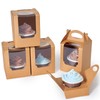 Shallive Cupcake Boxes 12pcs, Individual Cupcake Containers Brown with Window