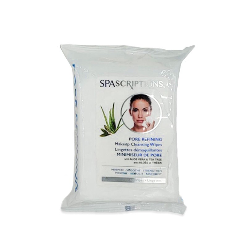 Spascriptions™ Anti-Aging, Brightening, Moisturizing & Pore Refining Towelettes Removes Waterproof