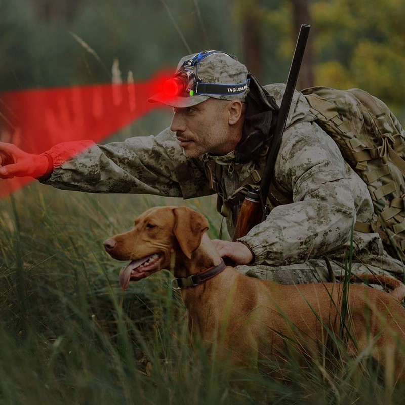 GaiGaiMall Hunting Red Light Headlamp Zoomable LED Headlight with 3