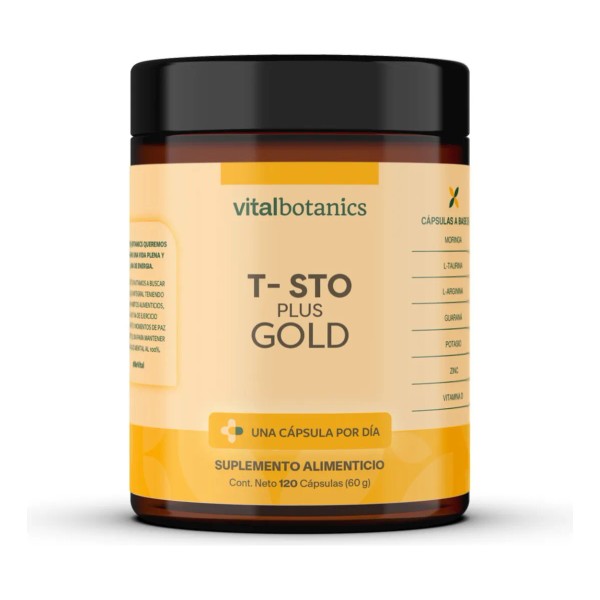 Testo Plus Gold 120 Capsulas 500mg Suplemento Vitalbotanics Sabor Sin