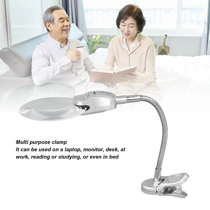 Magnifying Glass with Light Adjustable Flexible Gooseneck Clip On Magnifying