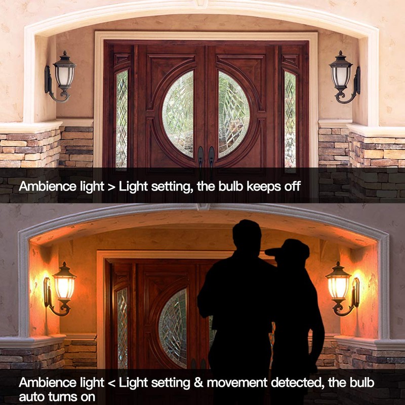 Elrigs Motion Sensor Light Bulb with Dusk to Dawn, E26