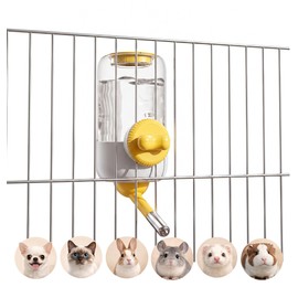 Automatic Hanging Pet Water Dispenser for Cage, 30oz No-Drip Ball Water Bottle for Rabbit, Guinea Pig, Ferret, Chinchilla, Hedgehog & Small Pets (Yellow)