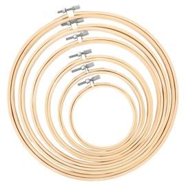 FEBSNOW 6 Pieces Embroidery Hoops Adjustable Circle Cross Stitch Hoop Ring 4 inch to 10 inch Bulk Round Embroidery Hoop for Art Craft Handy Sewing and Christmas Decoration