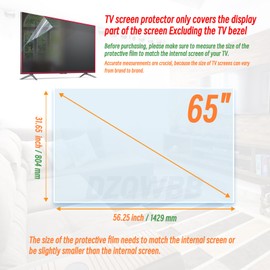 DZQWBB Indoor Outdoor Anti Glare TV Screen Protector 65 Inch Blue Light Blocking Film, Anti Glare Film for TV 65 Inch Matte TV Glare Cover (65" h1429)