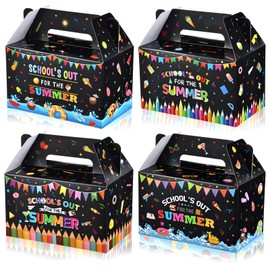 24 Pack School’s Out for The Summer Party Cardboard Treat Box, End of School Year Gift Boxes Goody Treat Boxes for Hawaiian Tropical Beach Pool Birthday Classroom Graduation Decoration Supplies