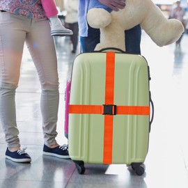 SUNDEE Luggage Straps Suitcase Belts Wide Adjustable Packing Straps, Bright Color Adjustable Luggage Belts, TSA Approved,4 Packs,Orange