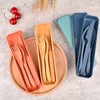 Reusable Wheat Straw Cutlery with Case, Portable Dark Utensils Set