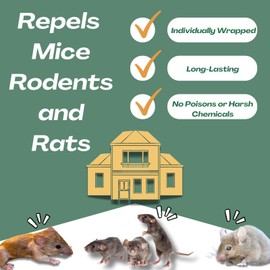 Rodent Mice Repellent - Indoor Outdoor Rodent Control for Home, Cars, Sheds, Long-Lasting 30-60 Days, Pet Safe Essential Peppermint Oil Formula,12 PCS Covers 650 Sq. Ft
