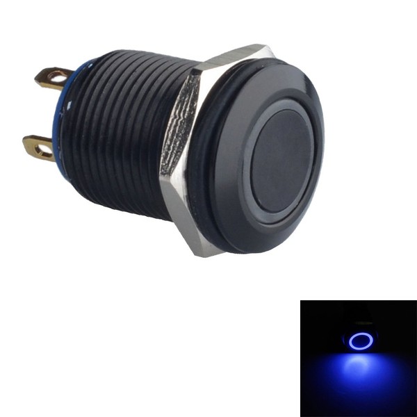 ESUPPORT Caso Negro Interruptor de Basculante Momentáneo Coche 12mm Impermeable