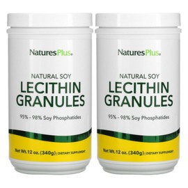 NaturesPlus Lecithin Granials 95-98% Soy Phospholipid Powder 340g each, 2 bottles, 2 units / 네이쳐스플러스 (NaturesPlus) 레시틴 그레니얼스 95-98% 대두 인지질 파우더 340g씩 2병, 2개