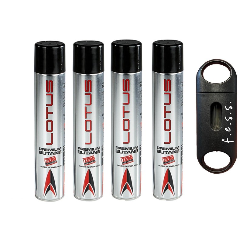 f.e.s.s. Lotus Vertigo Premium Butane 4 pack-400mL V Cutter, Silver,