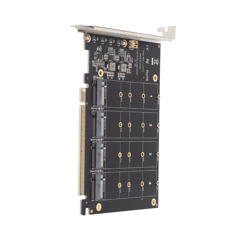 Adapter Card NVME M.2 to PCIE X16 4 Ports 32Gbps