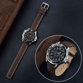 [BISONSTRAP] Leather Watch Band 14mm 16mm 18mm 19mm 20mm 21mm 22mm 23mm 24mm Vintage Watch Strap Quick Release, 14 mm, Suede