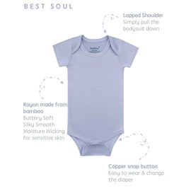 Baby Short Sleeve Solid Bodysuit - Super Soft Rayon made from Bamboo - Newborn Infant Toddler Boy Girl - 5-Pack (C1, 0-3 Months)
