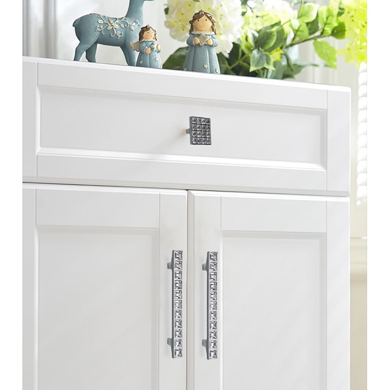 ESreake 4 Pack Crystal Glass Rhinestone Cabinet Pulls Knobs Handles,Modern