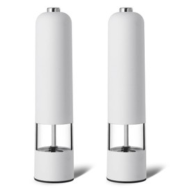 Sonhomay Electric Salt and Pepper Grinder Set Battery Powered, Automatic One Hand Operation with Adjustable Coarseness, Pepper Mill Grinder Refillable, 2 Pack Automatic Salt & Pepper Mill Shakers